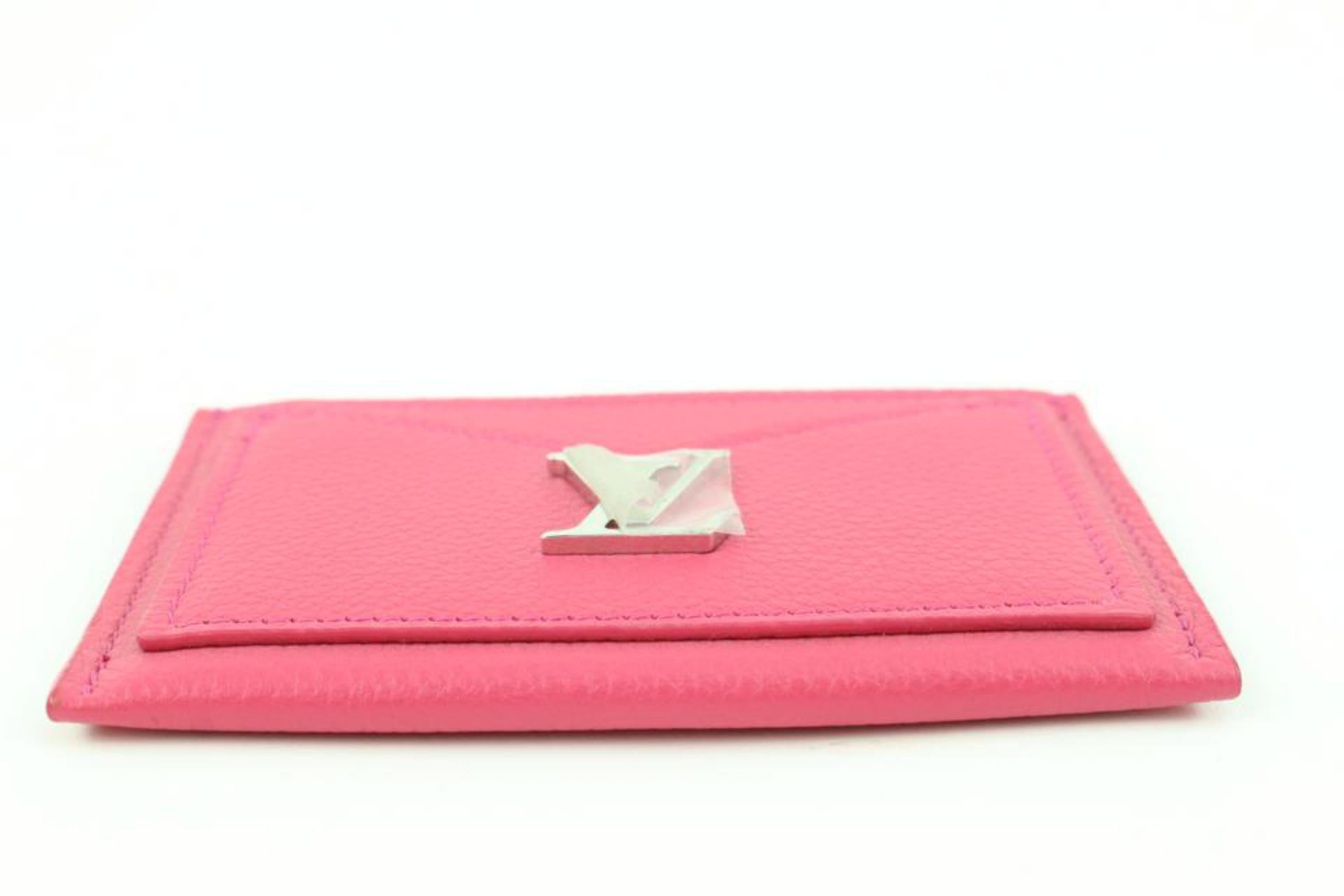 Louis Vuitton Dark Hot Pink Leather Lockme Card Holder Wallet Case 52lk32s 1