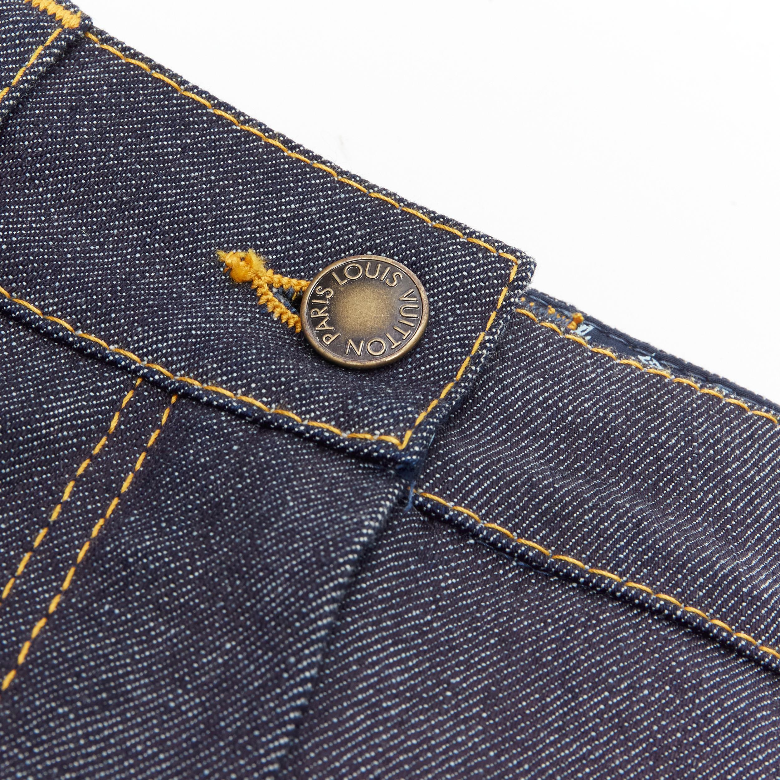 LOUIS VUITTON dark indigo blue denim overstitch foldover pocket shorts FR34  XS In Excellent Condition In Hong Kong, NT