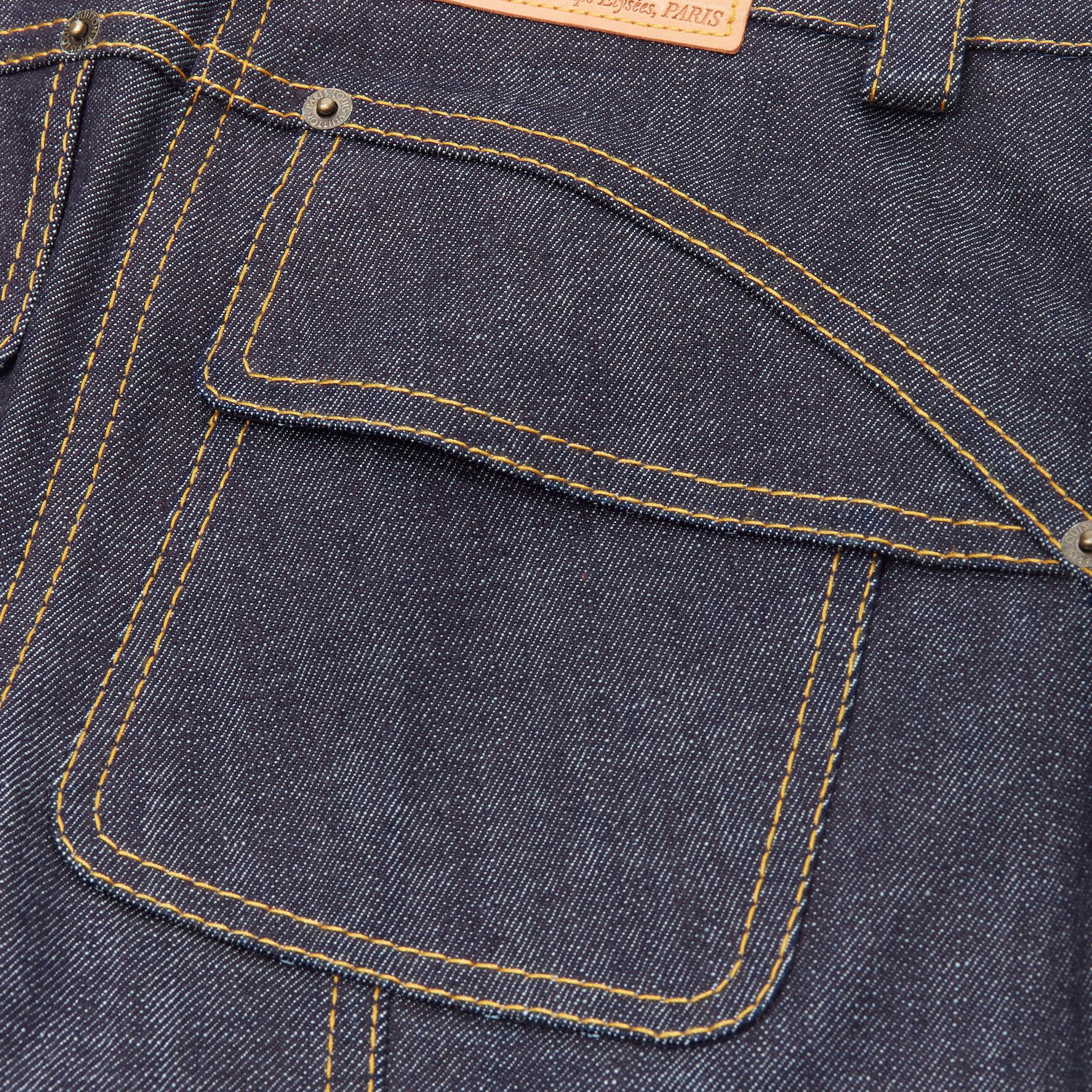LOUIS VUITTON dark indigo blue denim overstitch foldover pocket shorts FR34  XS 1