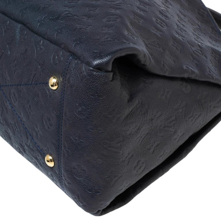 LOUIS VUITTON Authentic Artsy MM Empreinte Leather Shoulder Hobo Tote Dark  Blue