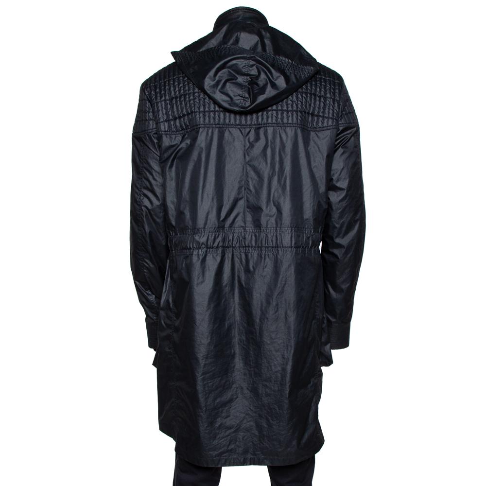 Black Louis Vuitton Dark Navy Quilt Detail Detachable Hooded Parka XXL