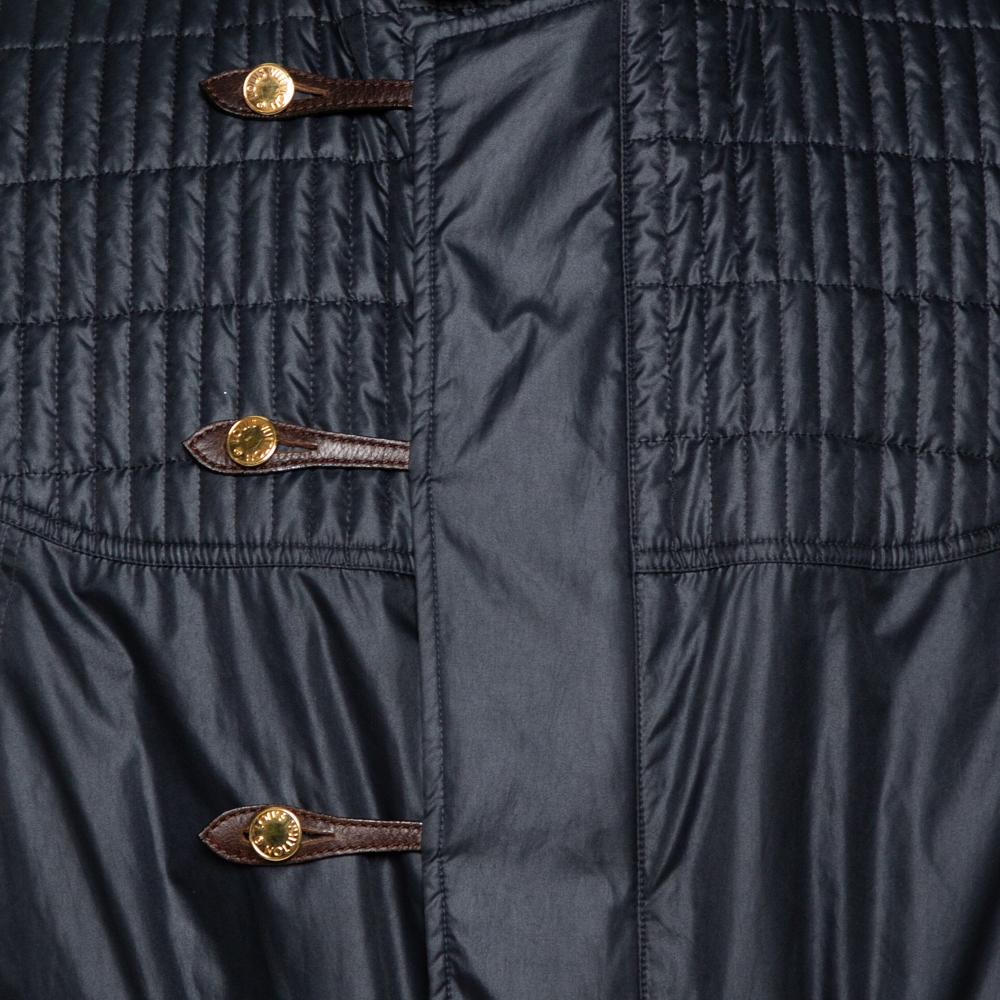 Louis Vuitton Dark Navy Quilt Detail Detachable Hooded Parka XXL In Good Condition In Dubai, Al Qouz 2