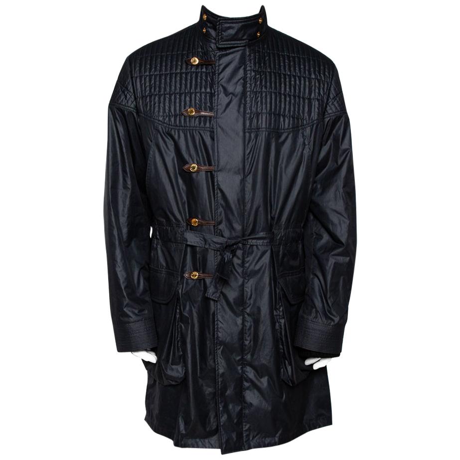 Louis Vuitton Dark Navy Quilt Detail Detachable Hooded Parka XXL