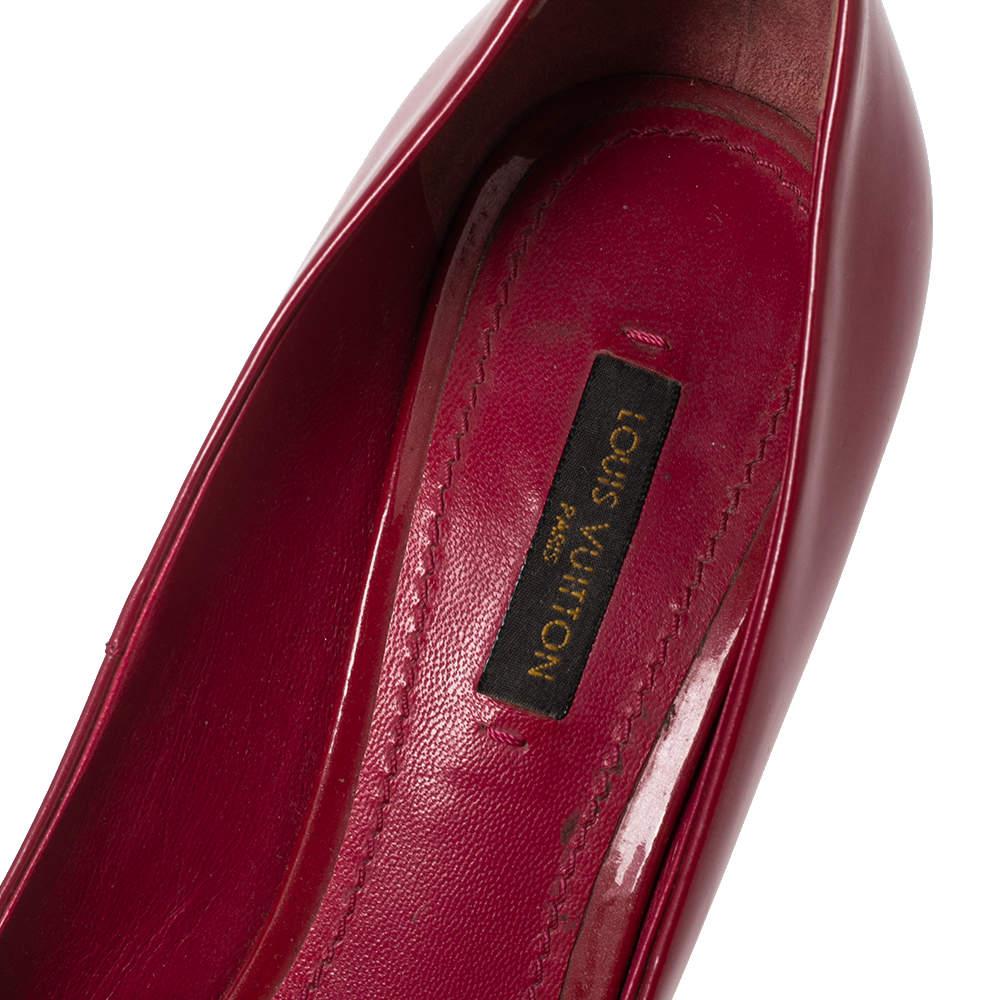 Louis Vuitton Dark Pink Patent Leather Oh Really! Peep-Toe Pumps Size 37 2