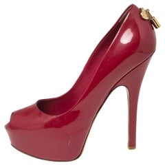 Louis Vuitton Dark Pink Patent Leather Oh Really! Peep-Toe Pumps Size 37