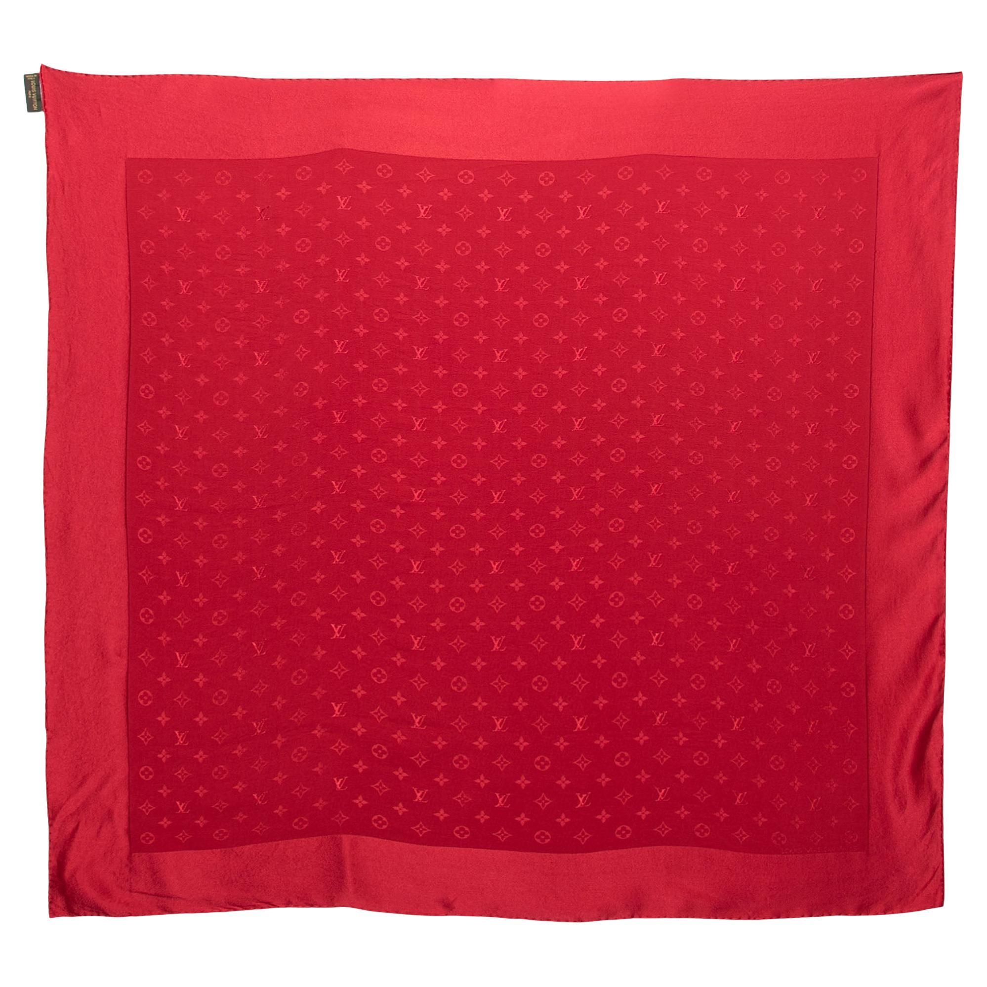LOUIS VUITTON 100% silk red monogram animal print studded twilly neck scarf  at 1stDibs