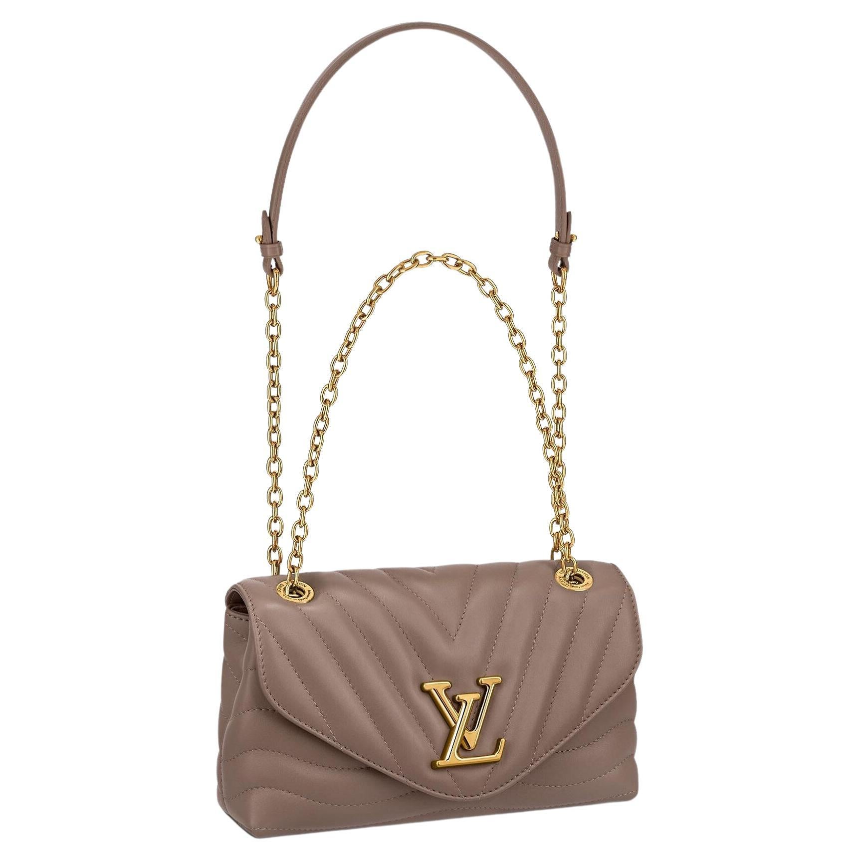 Louis Vuitton Dark Taupe Smooth Cowhide Leather LV New Wave Chain Bag