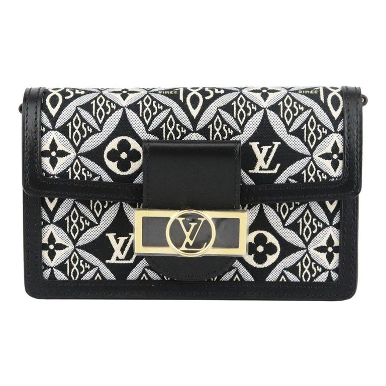 Louis Vuitton Dauphine 1854 Mm Leather Trimmed Canvas Wallet On Chain Bag For Sale At 1stdibs