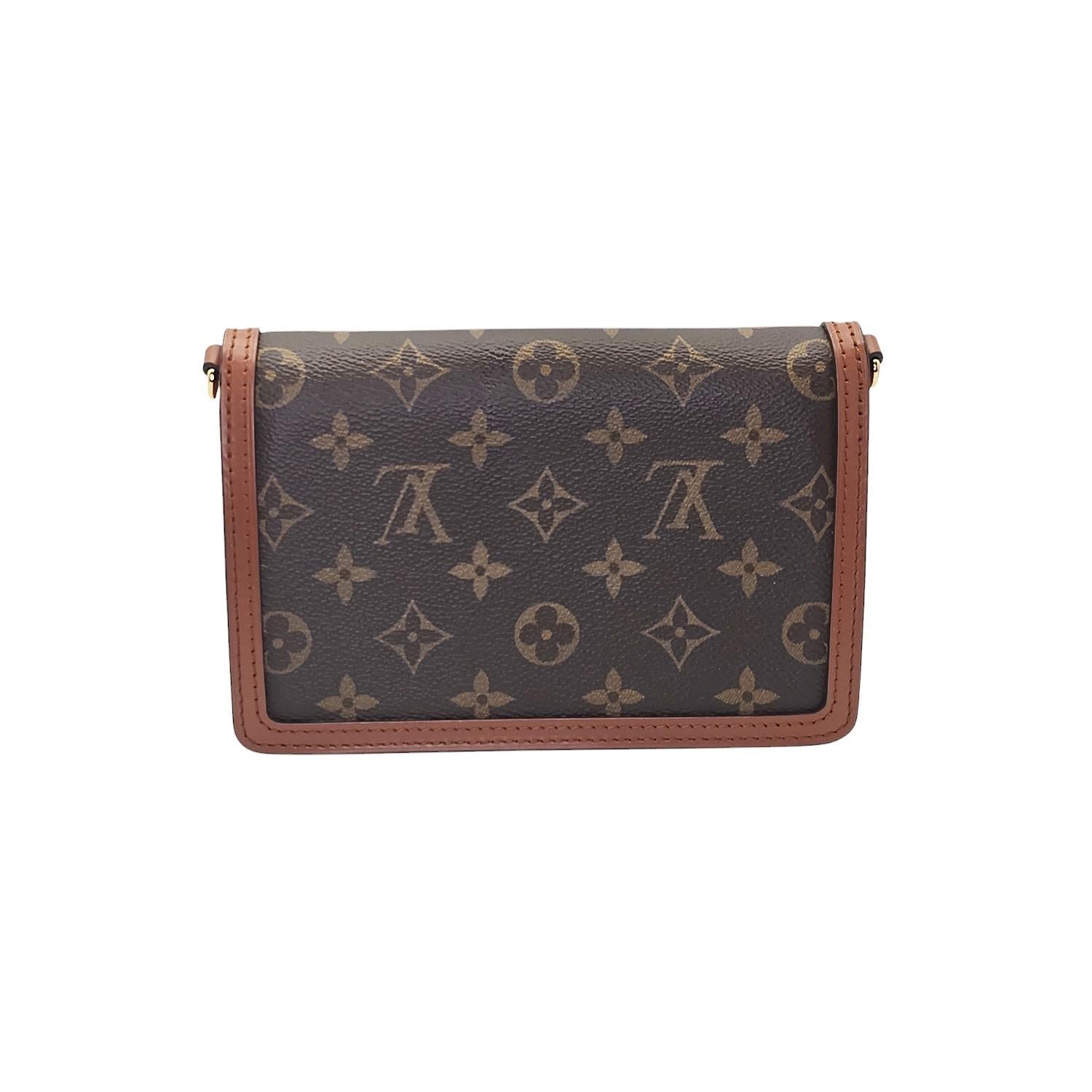 Brown Louis Vuitton Dauphine Reverse Monogram Chain Wallet