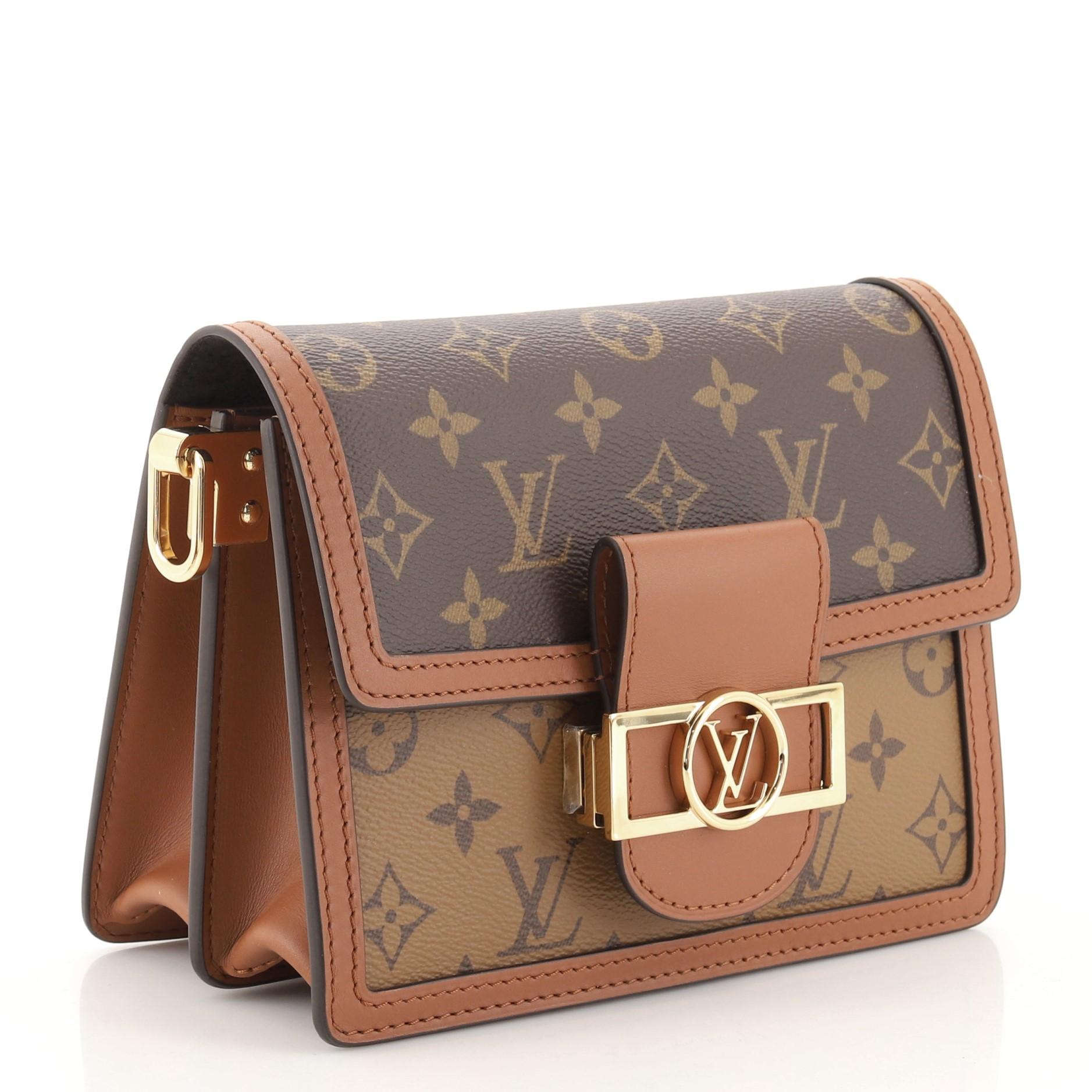 Brown Louis Vuitton Dauphine Shoulder Bag Reverse Monogram Canvas Mini