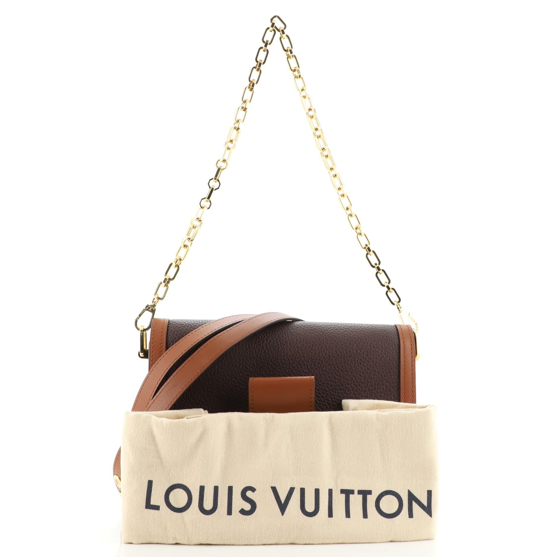 Brown Louis Vuitton Dauphine Shoulder Bag Taurillon Leather MM
