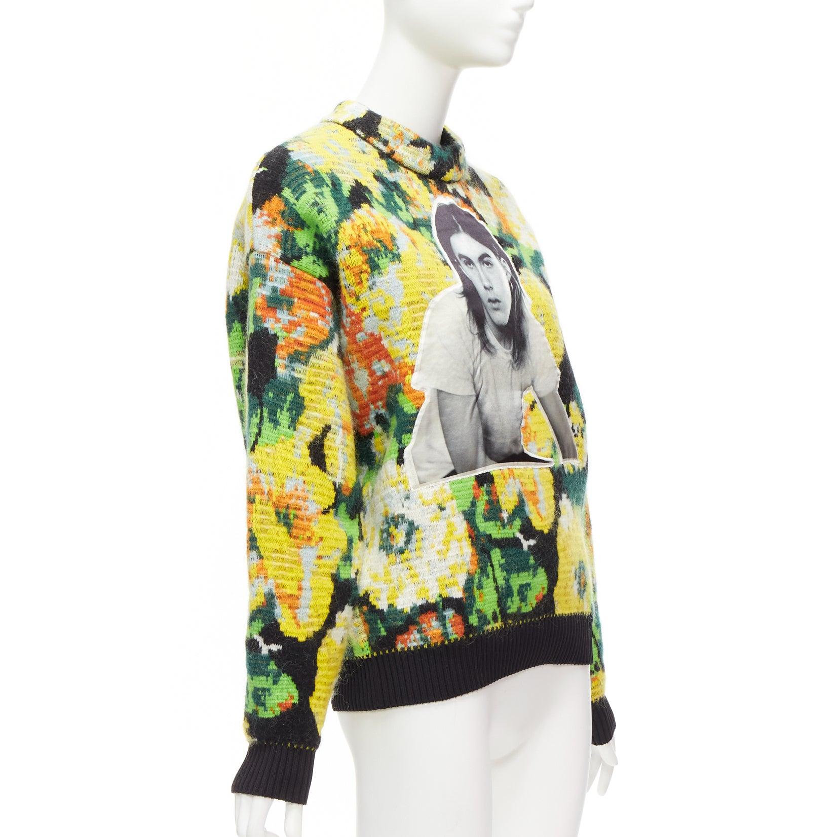 LOUIS VUITTON David Sims 2022 Runway floral jacquard portrait sweater XS In Excellent Condition For Sale In Hong Kong, NT
