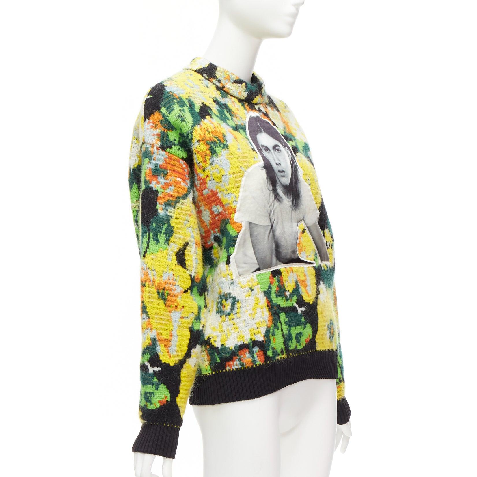 Beige LOUIS VUITTON Pull portrait en jacquard floral David Sims 2022 Runway XS en vente