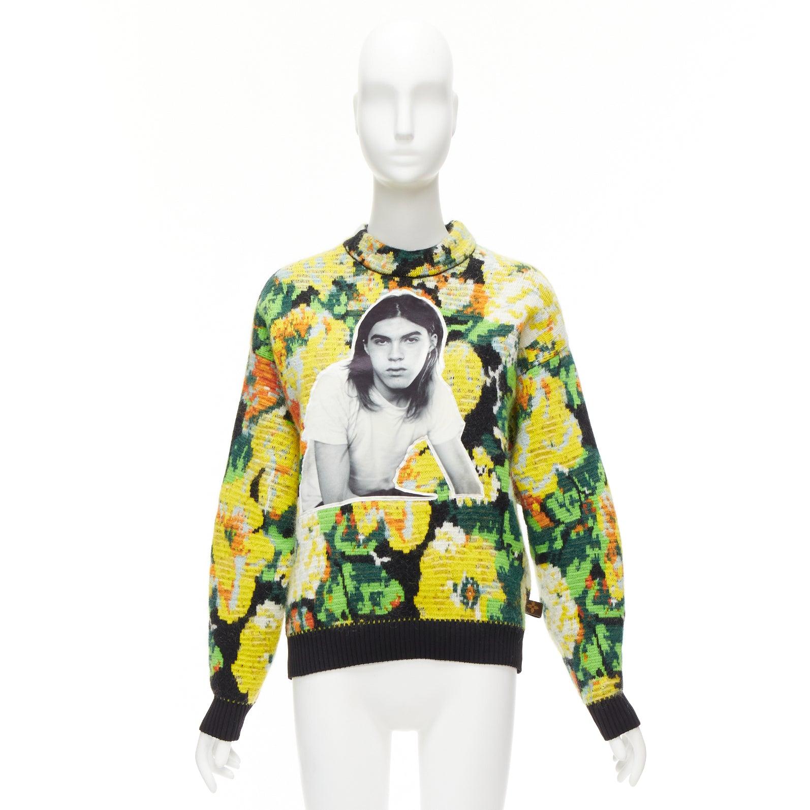 LOUIS VUITTON David Sims 2022 Runway floral jacquard portrait sweater XS For Sale 5