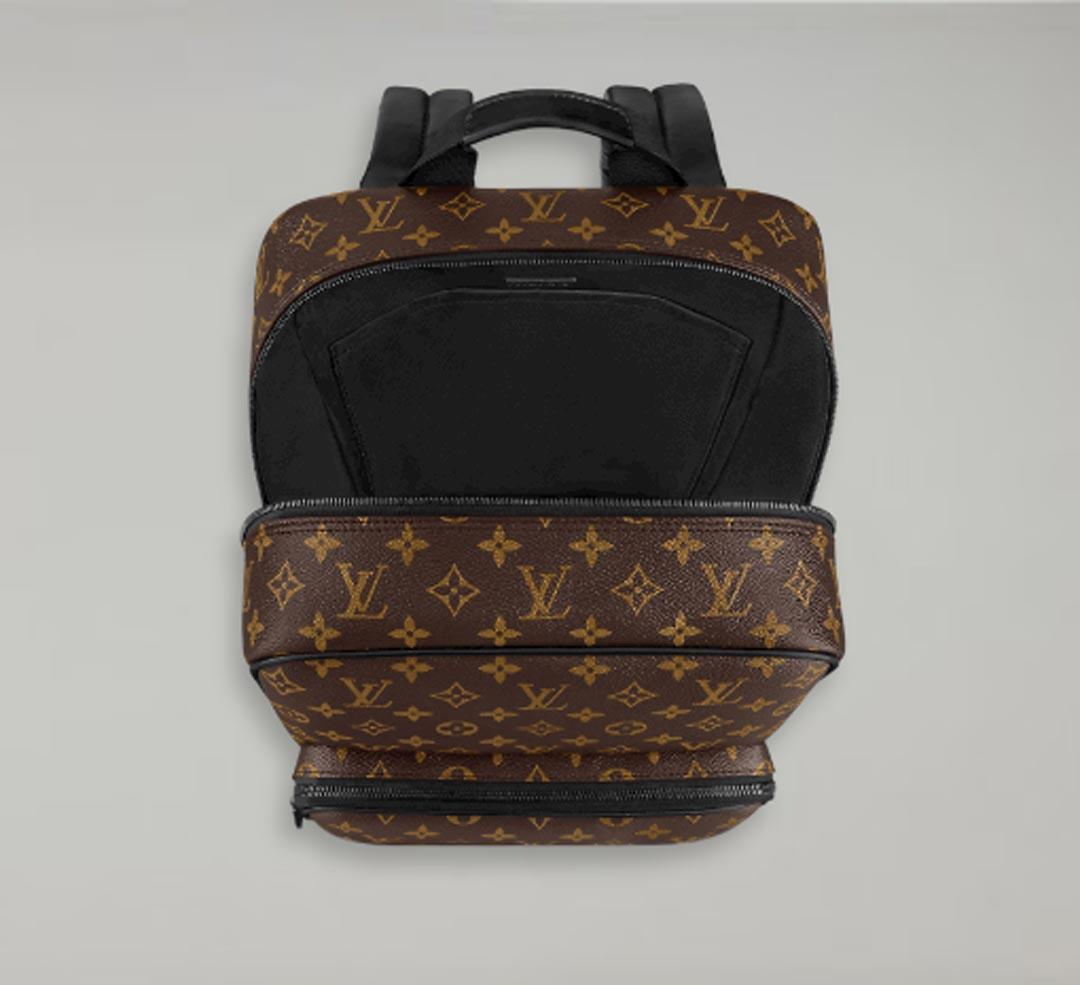 This Dean backpack in Monogram Macassar canvas has a luxurious sportswear look. Roomy enough to hold a laptop, it has three interior pockets and a zippered front pocket that keep contents organized and easily accessible. This model is signed with