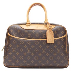 LOUIS VUITTON Deauville brown moongram canvas leather top handle boston bag