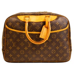 Used Louis Vuitton Deauville Handbag in Brown Monogram Canvas & Vachetta Leather 1997