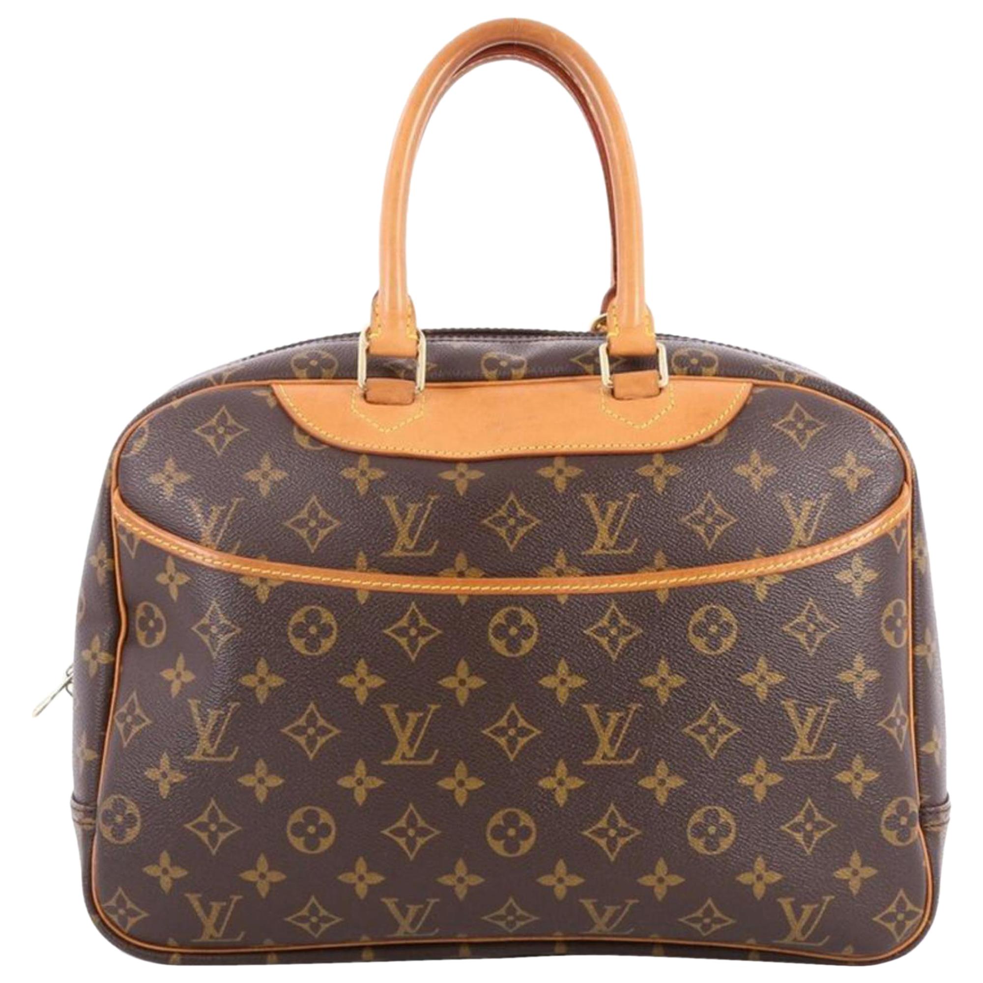 Louis Vuitton Deauville Monogram Large Bowler 866857 Brown Coated Canvas Satchel For Sale