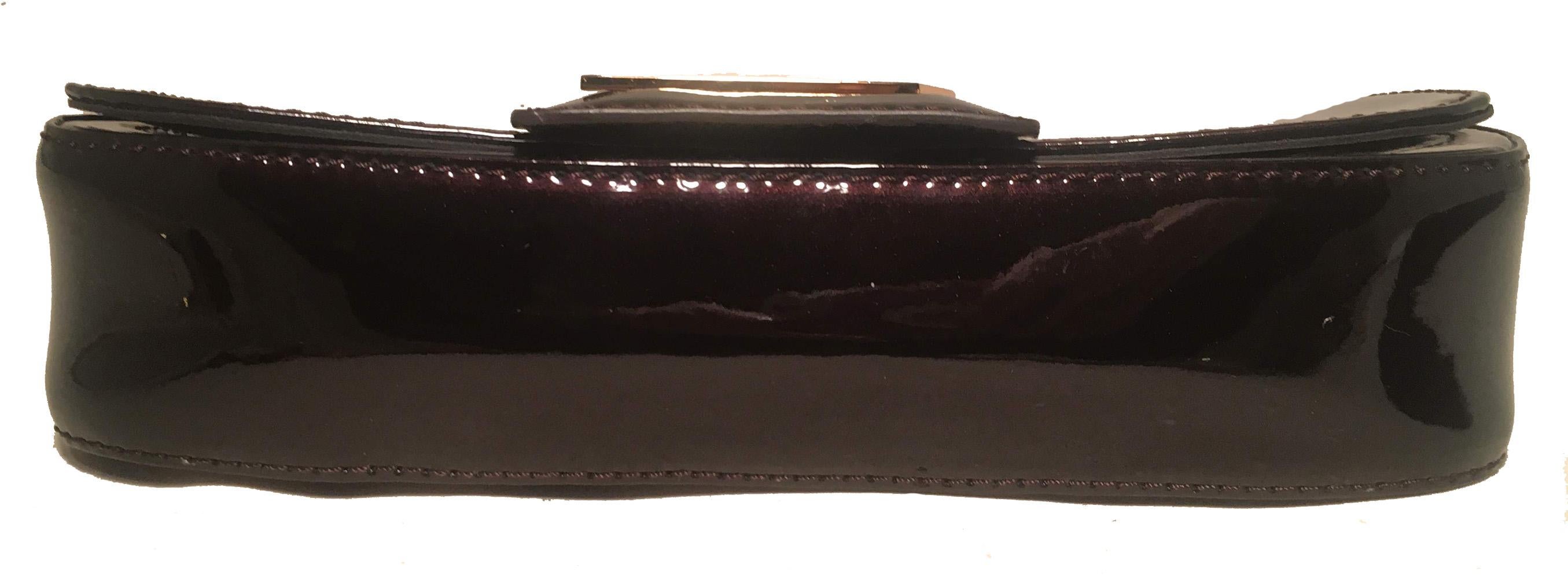 Black Louis Vuitton Deep Plum Aramante SoBe Patent Leather Clutch