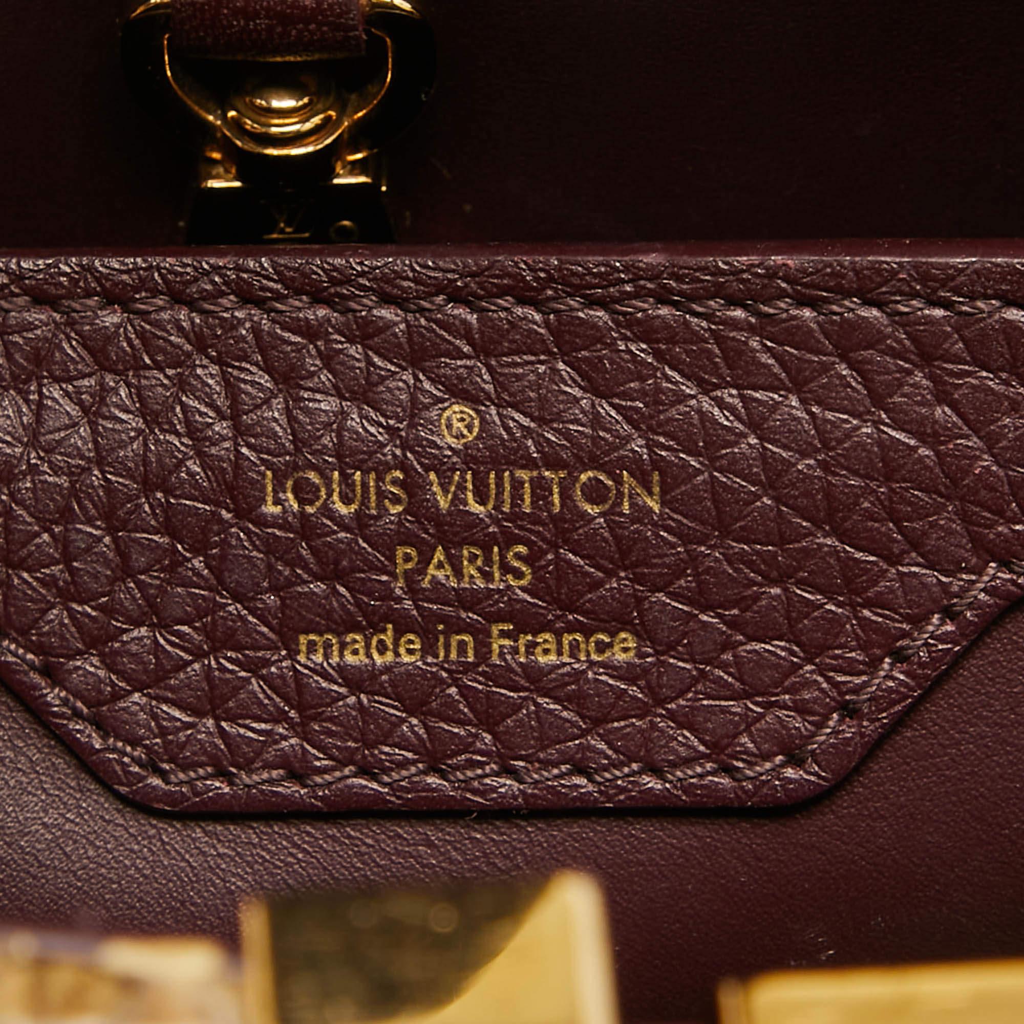 Louis Vuitton Deep Purple/Beige Leather and Python Capucines BB Bag For Sale 9