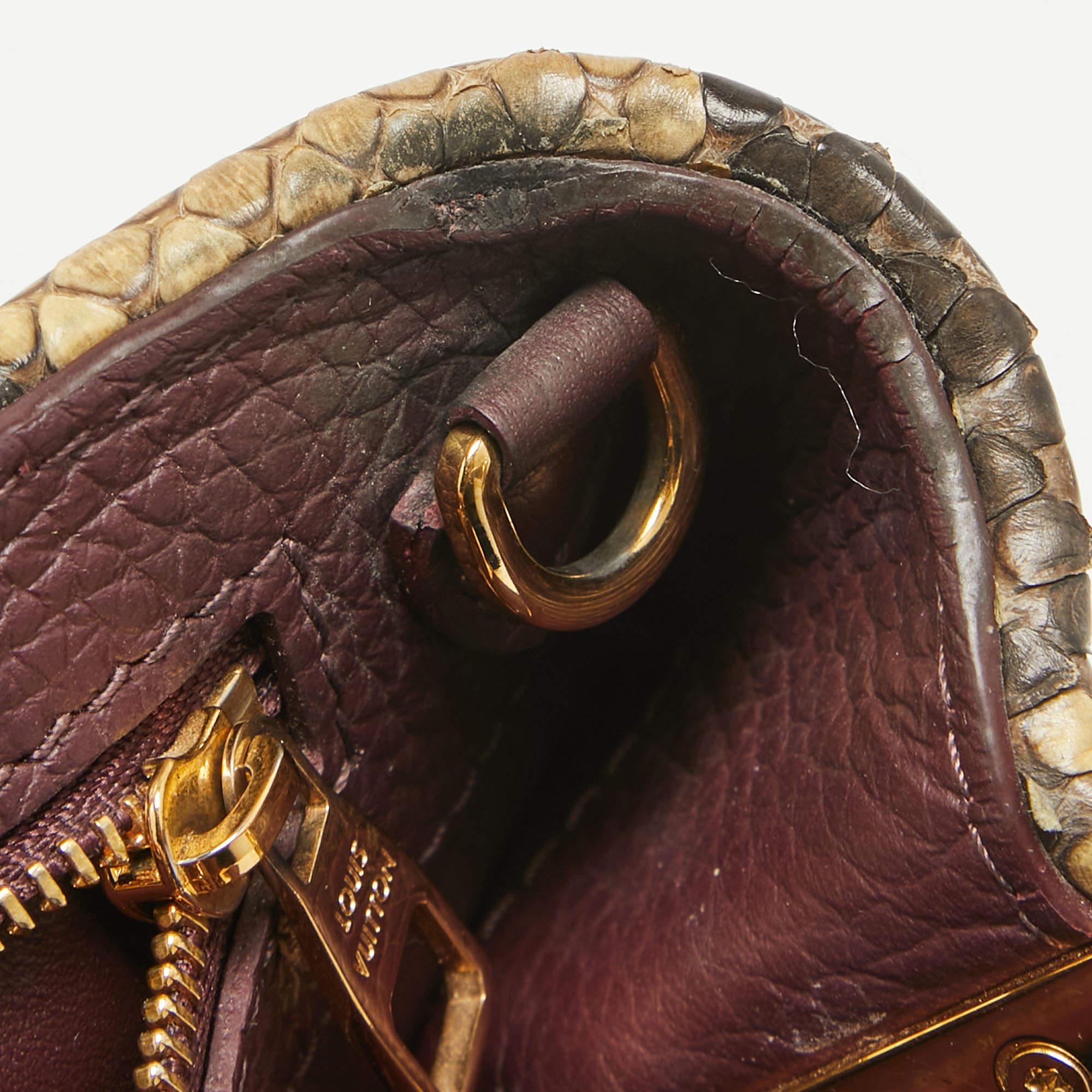 Louis Vuitton sac BB Capucines violet profond/beige en cuir et python en vente 13