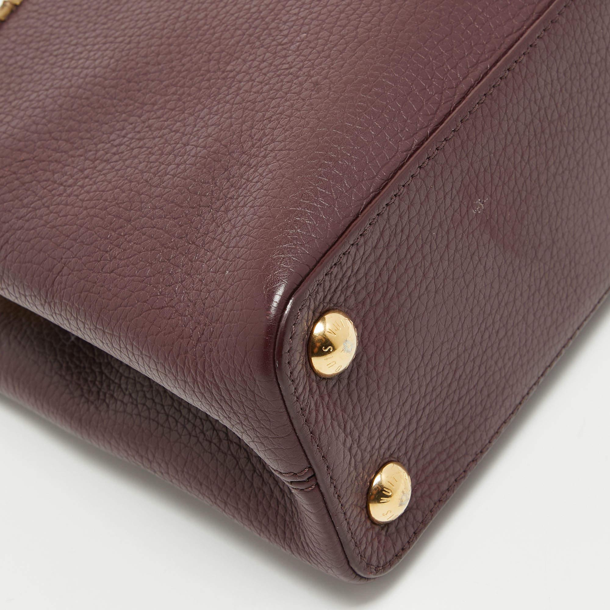 Women's Louis Vuitton Deep Purple/Beige Leather and Python Capucines BB Bag For Sale