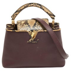 Louis Vuitton Deep Purple/Beige Leather and Python Capucines BB Bag