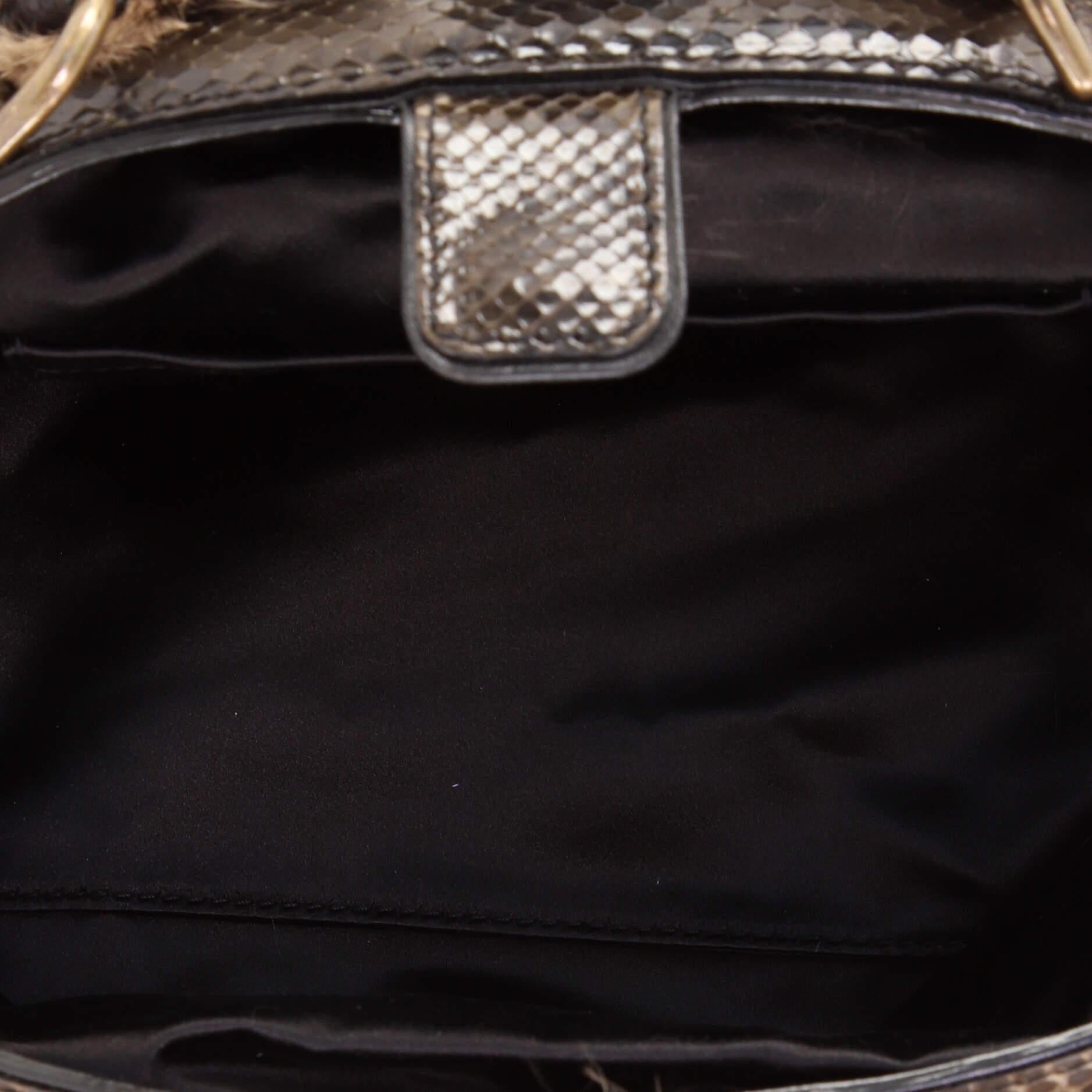 Louis Vuitton Demi Lune Handbag Denim with Fur and Lizard In Good Condition In NY, NY