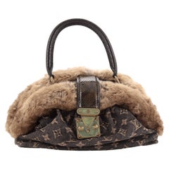 Louis Vuitton Demi Lune Handbag Denim with Fur and Lizard