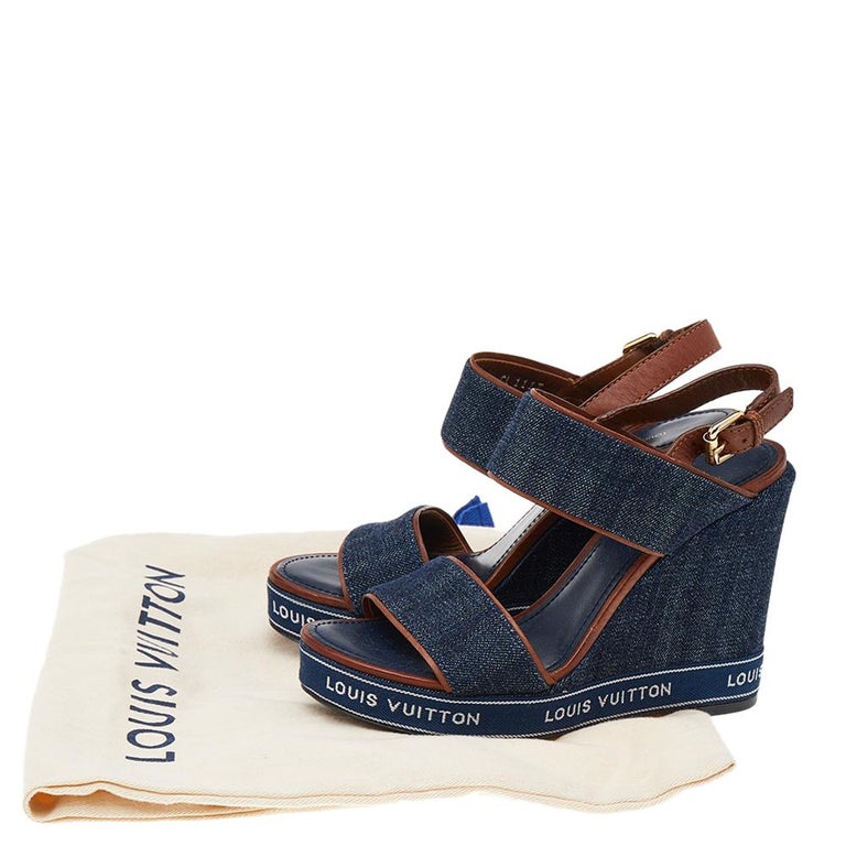 Louis Vuitton, Shoes, Louis Vuitton Denim Leather Wedge Sandal