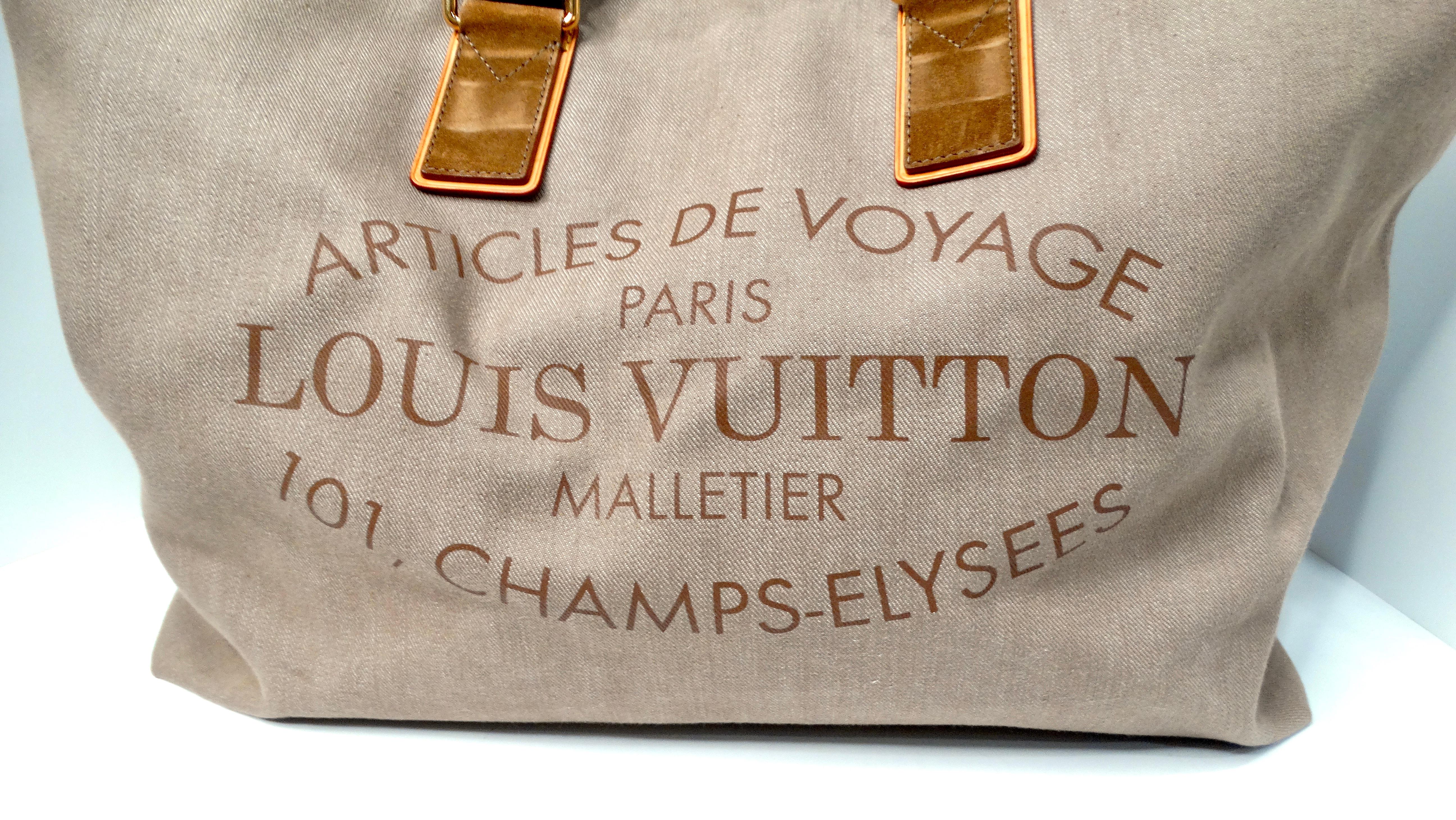 The Louis Vuitton Denim Articles De Voyage GM Beige Tote Bag is a perfect blend of style and functionality, embodying the luxury brand's iconic heritage. Crafted from durable beige denim, this spacious tote boasts an elegant yet casual aesthetic