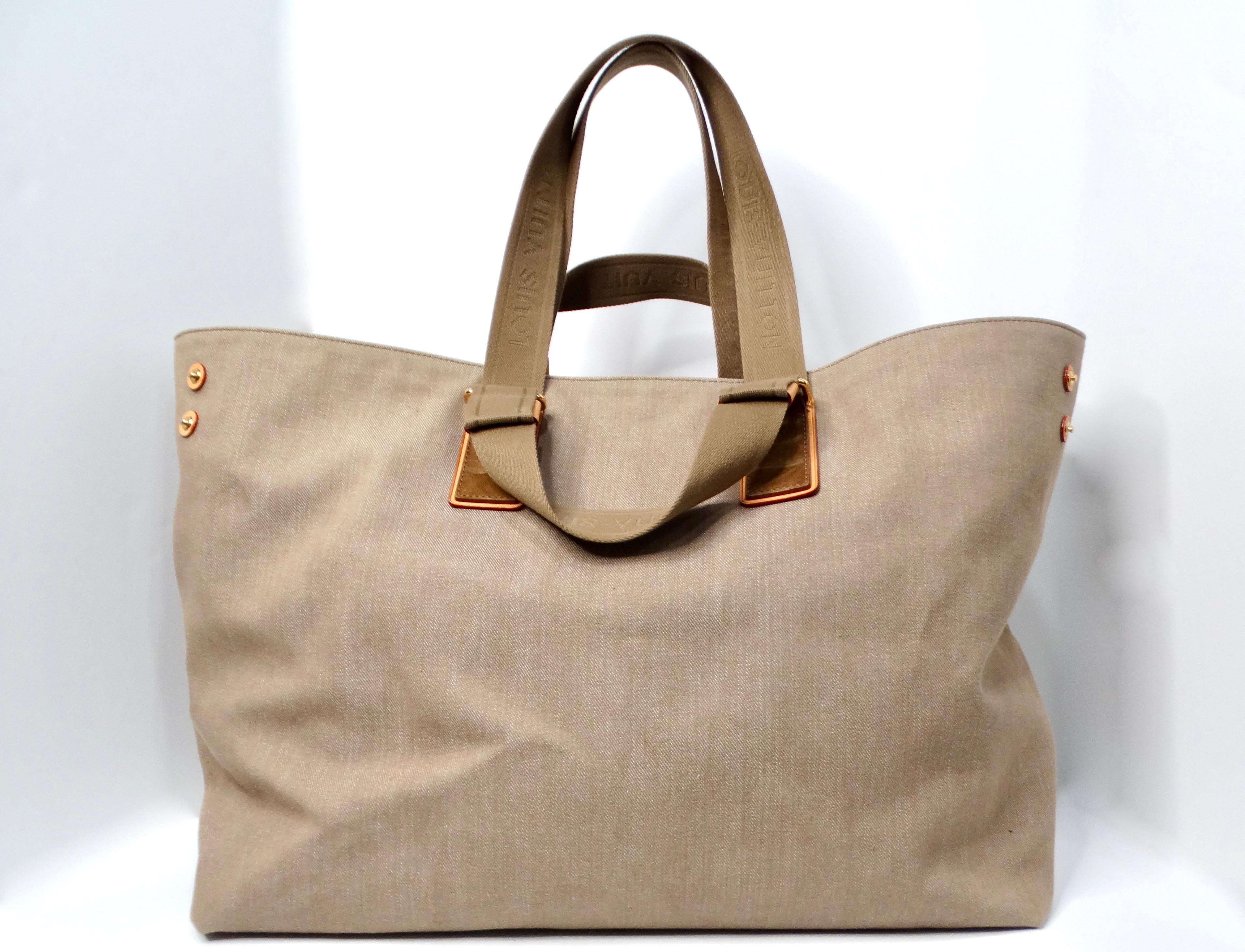 Louis Vuitton Denim Articles De Voyage GM Beige Tote Bag In Good Condition In Scottsdale, AZ