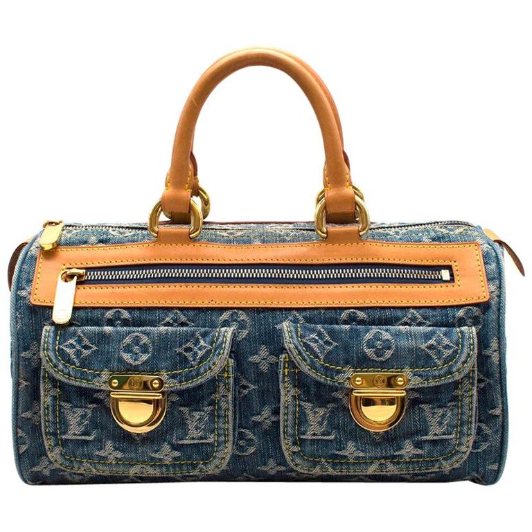 Louis Vuitton Denim Blue Monogram Neo Speedy Handbag For Sale at 1stdibs