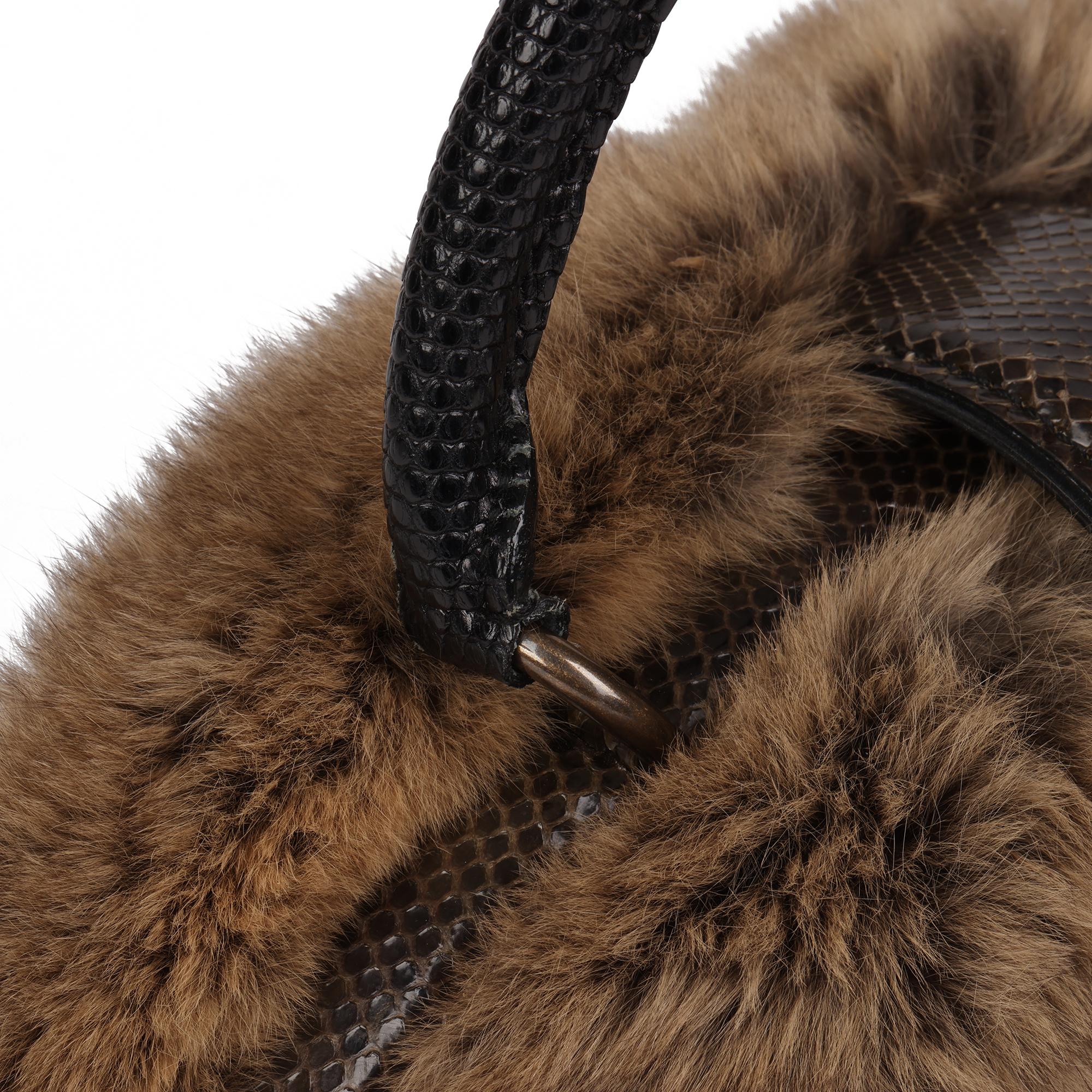 Denim, fourrure de chinchilla, garniture en cuir de lézard et python Demi Lune MM, Louis Vuitton en vente 2