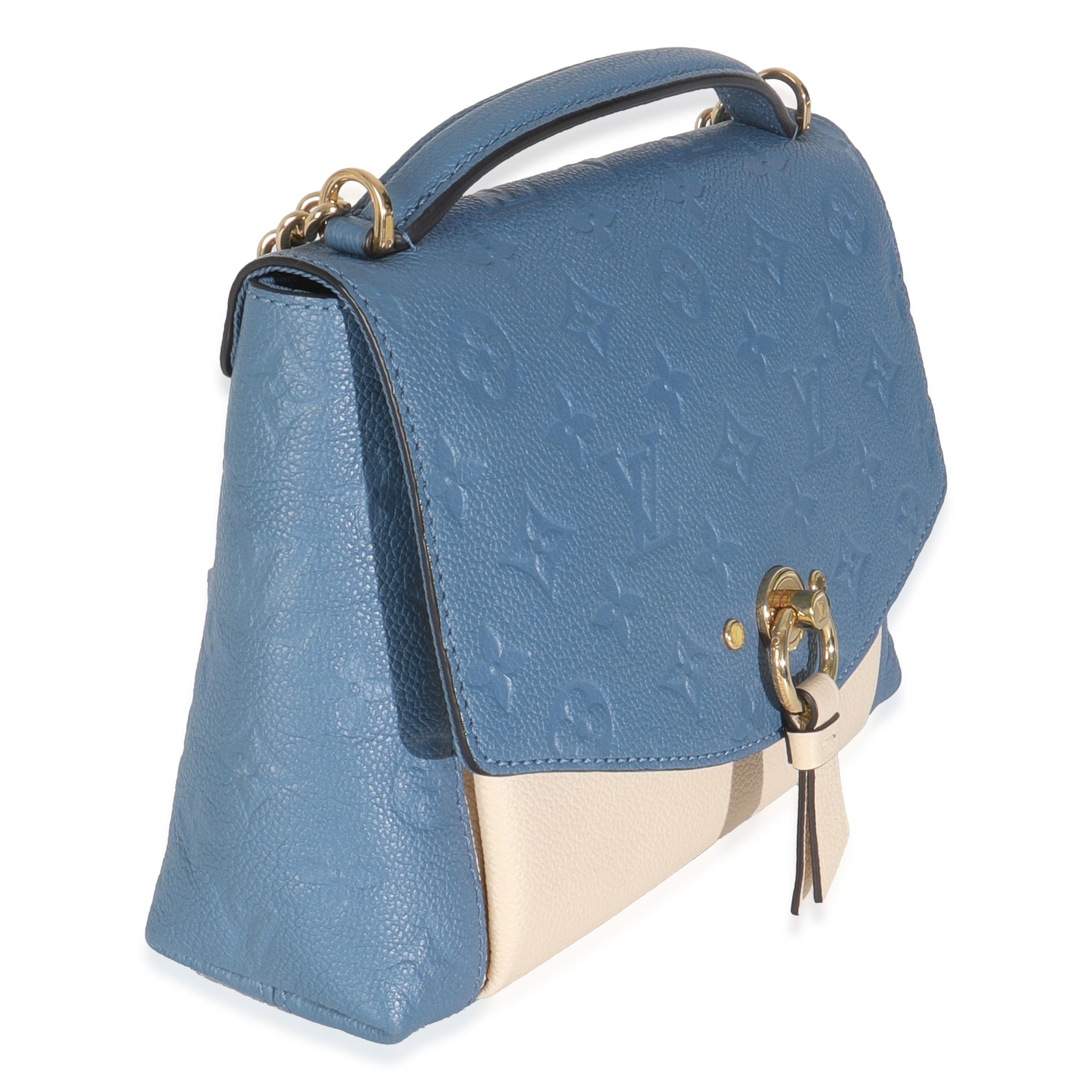 Bleu Louis Vuitton Denim Creme Monogram Empreinte Blanche BB en vente