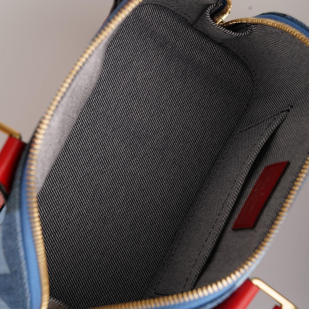 Louis Vuitton Denim Damier Monogram Patchwork Alma BB For Sale 6