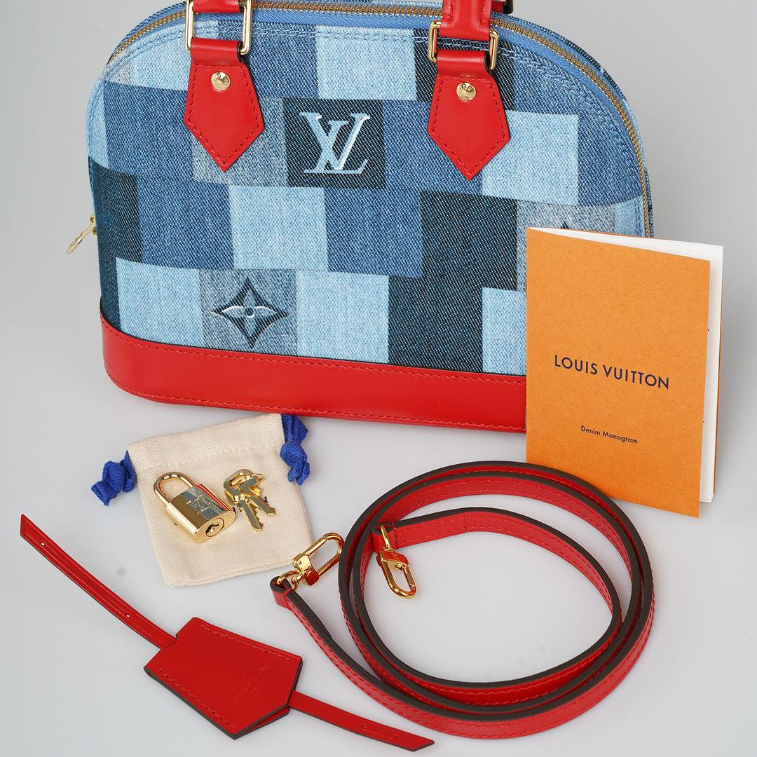 Louis Vuitton Denim Damier Monogram Patchwork Alma BB For Sale 7