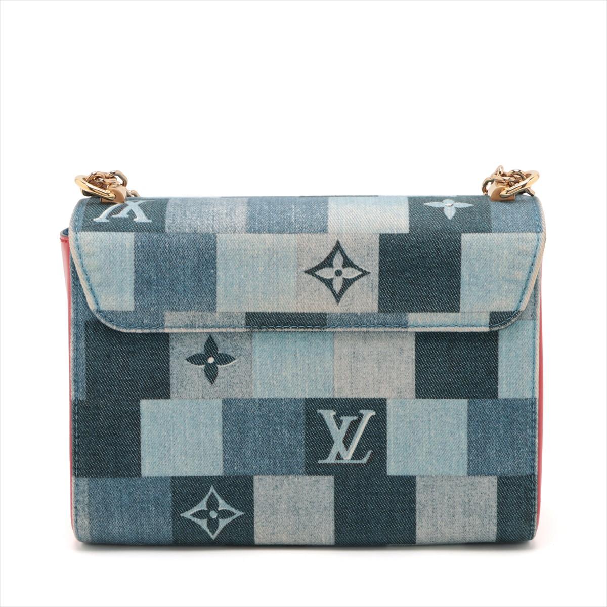 Louis Vuitton Denim Damier Twist MM Bag In Good Condition In Indianapolis, IN