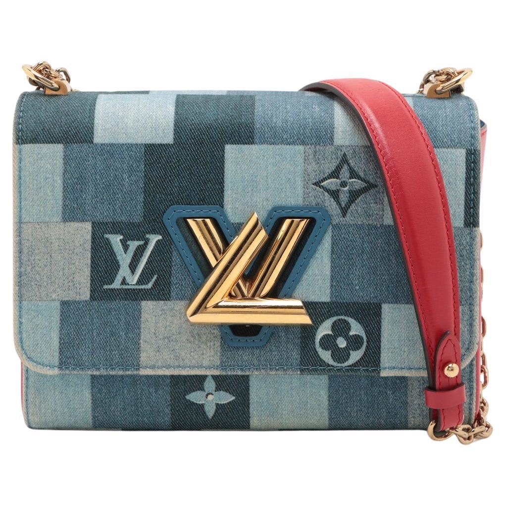 Louis Vuitton Denim Damier Twist MM Bag For Sale