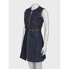 Louis Vuitton Denim Dress with Leather Trim, Size IT38 XS, Blue