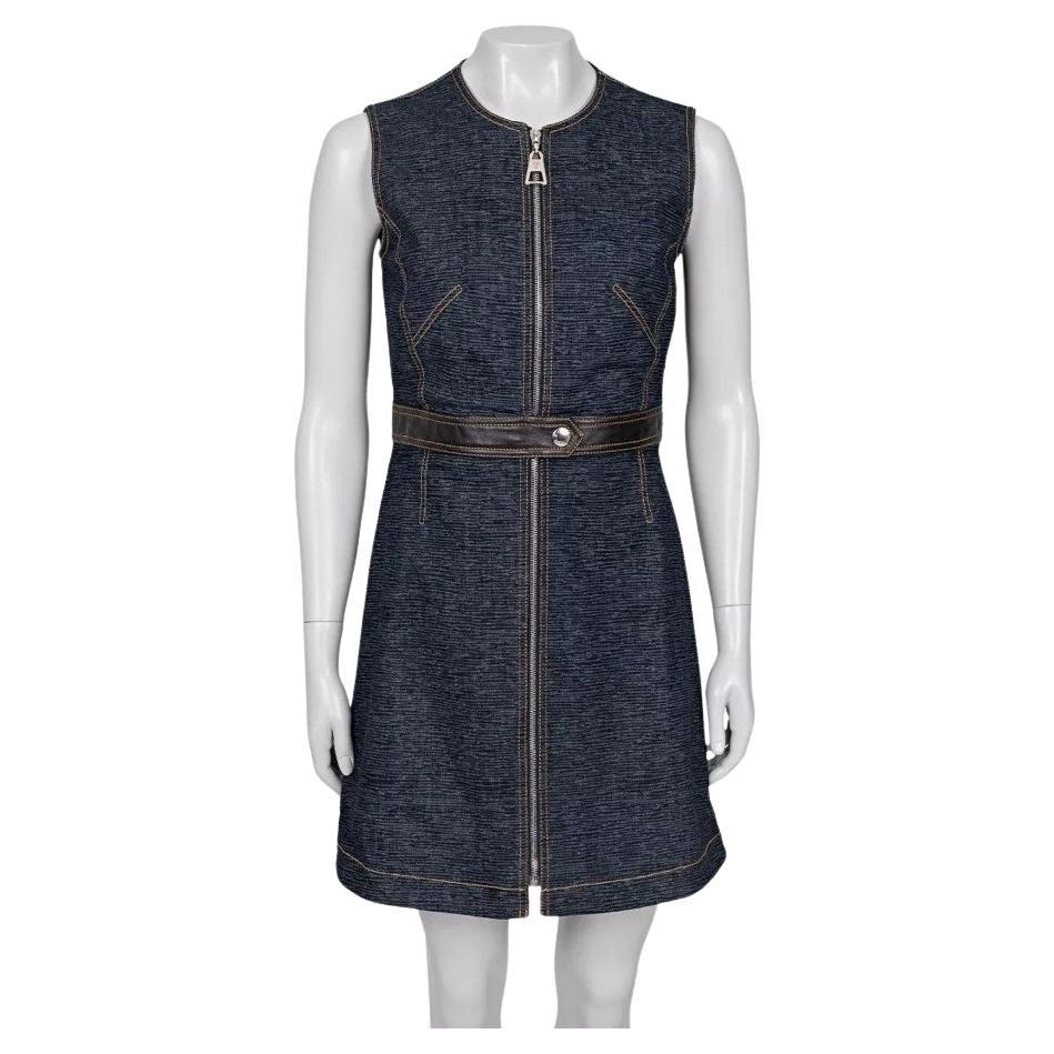 Louis Vuitton Denim Dress with Leather Trim, Size IT38 XS, Blue