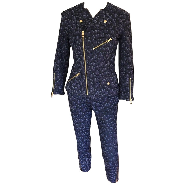 Louis Vuitton Denim Leopard Pattern Pants Jeans and Jacket 2 Piece Set  Pantsuit For Sale at 1stDibs