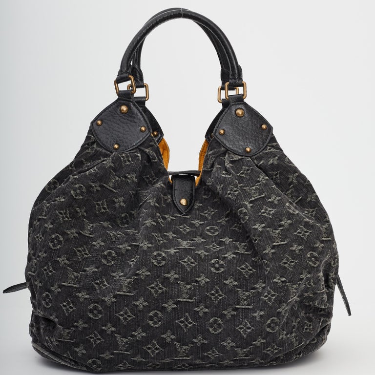 Louis Vuitton Black Denim Mahina Noir Hobo Bag For Sale at 1stDibs