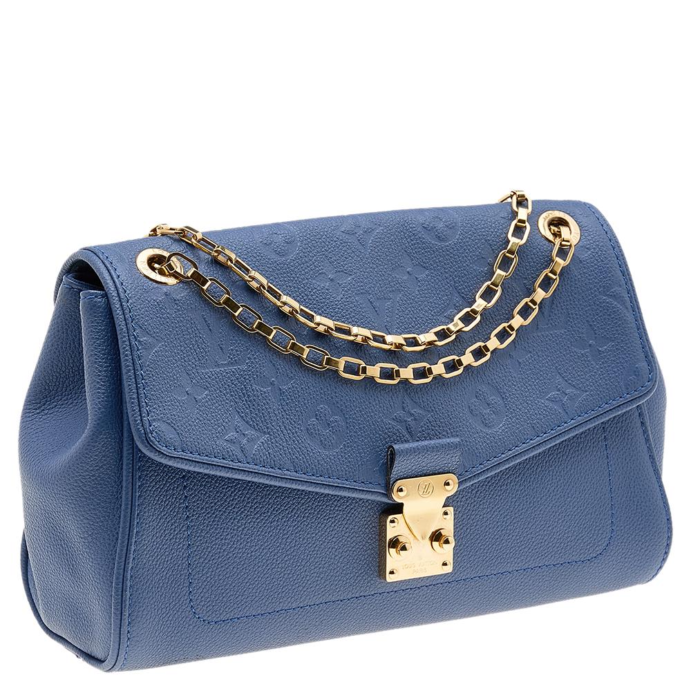 Louis Vuitton Denim Monogram Empreinte Leather Saint-Germain PM Bag In Good Condition In Dubai, Al Qouz 2