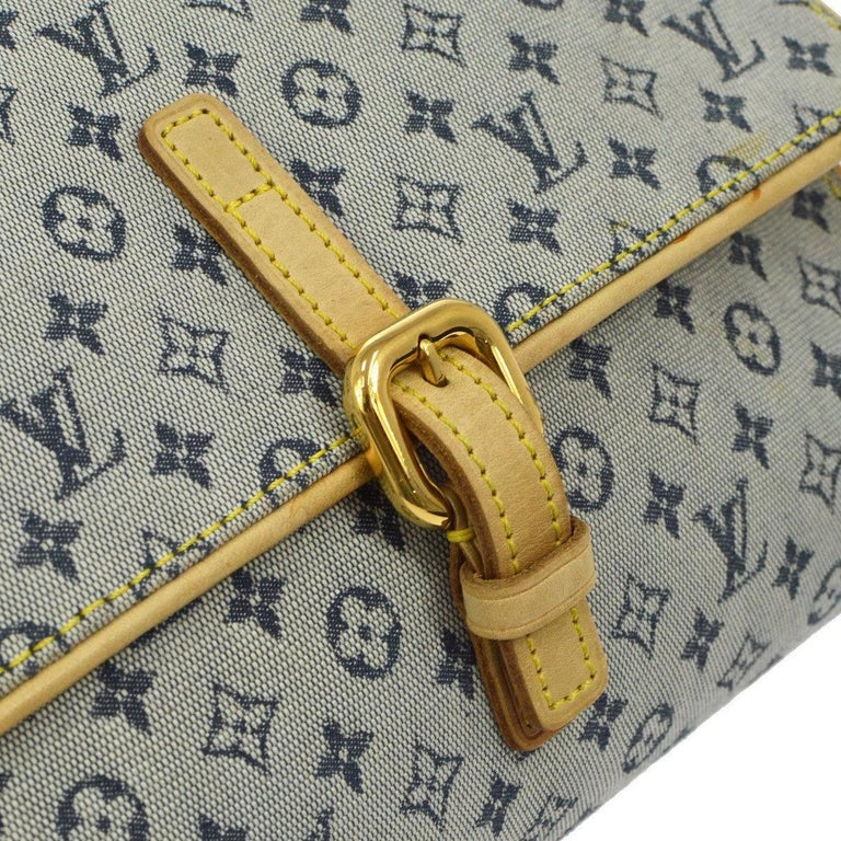 Louis Vuitton Denim Monogram Leather Gold Chain Crossbody Flap Shoulder Bag at 1stdibs