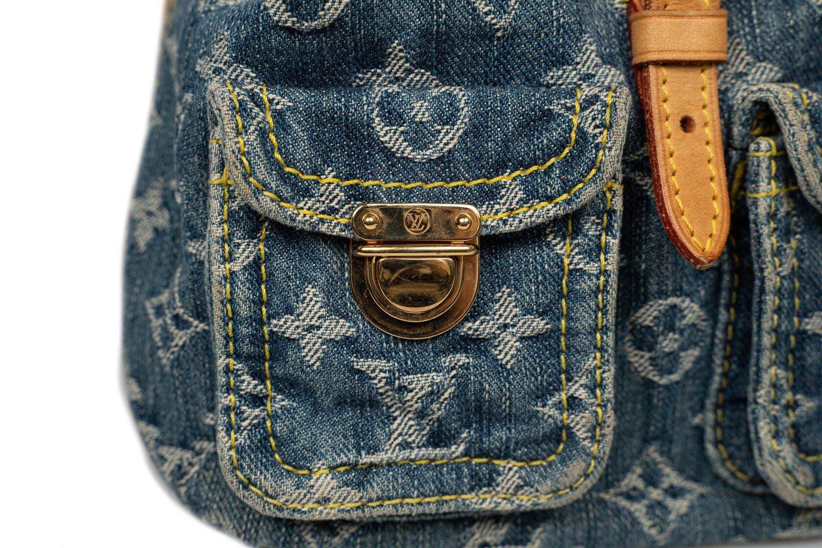 Louis Vuitton Denim Monogram Small Backpack For Sale 4