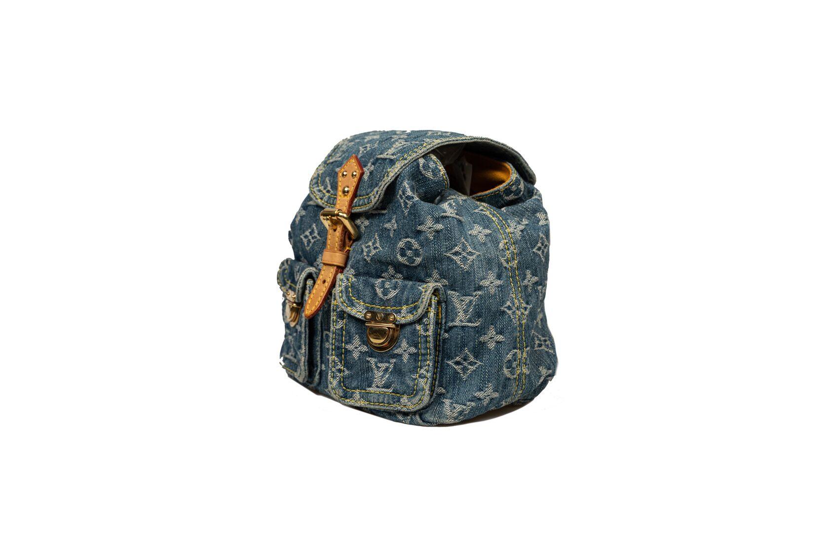 Louis Vuitton Denim Monogram Small Backpack For Sale 7