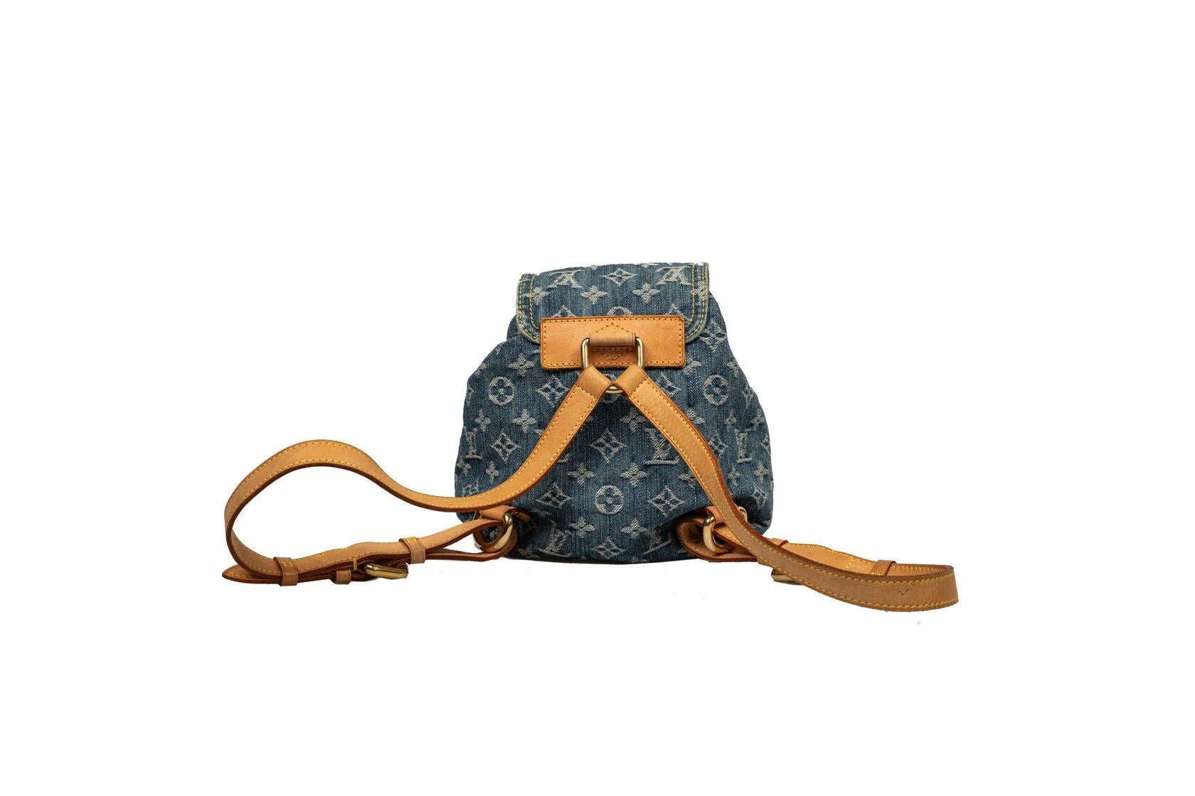 Louis Vuitton Denim Monogram Small Backpack For Sale 8