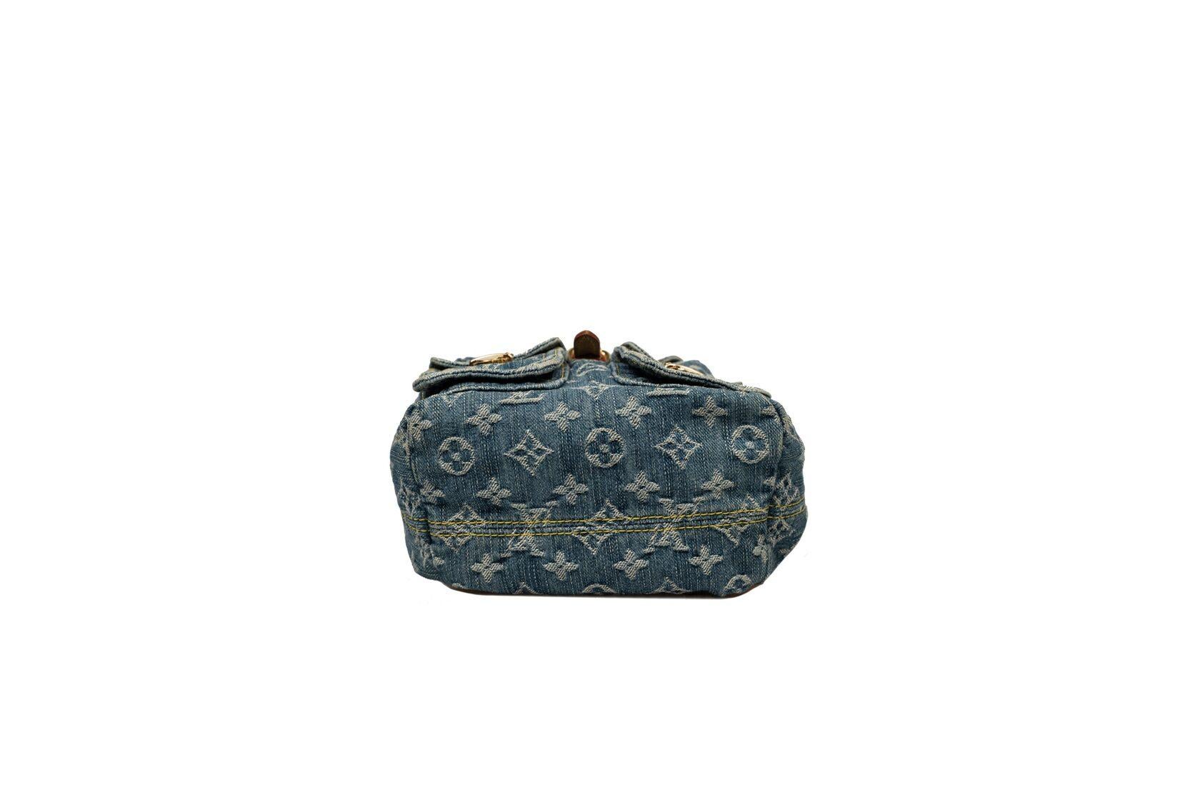 Louis Vuitton Denim Monogram Small Backpack For Sale 9