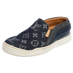 Louis Vuitton Denim Monogram Tempo Slip On Sneakers Size 34